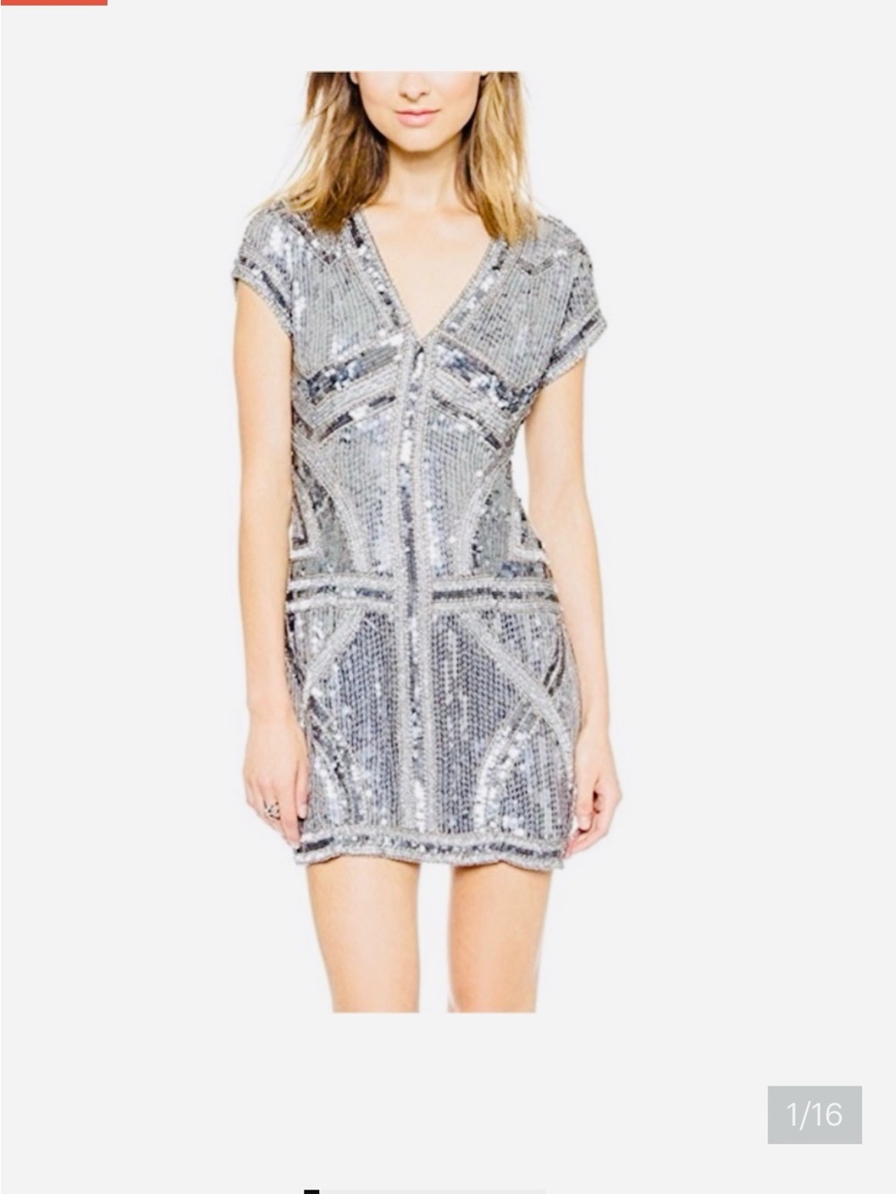 Parker Silver Sequin V-Neck Mini Dress